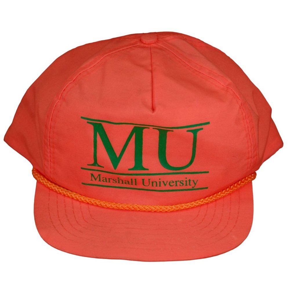 Vintage Marshall University Speedway Soft Polyester Snapback Hat Cap Pink #2